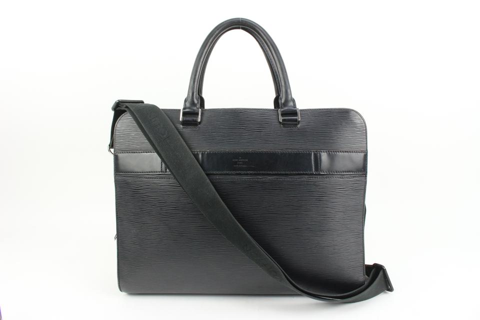 Louis Vuitton Black Epi Leather Bassano MM Briefcase Men.