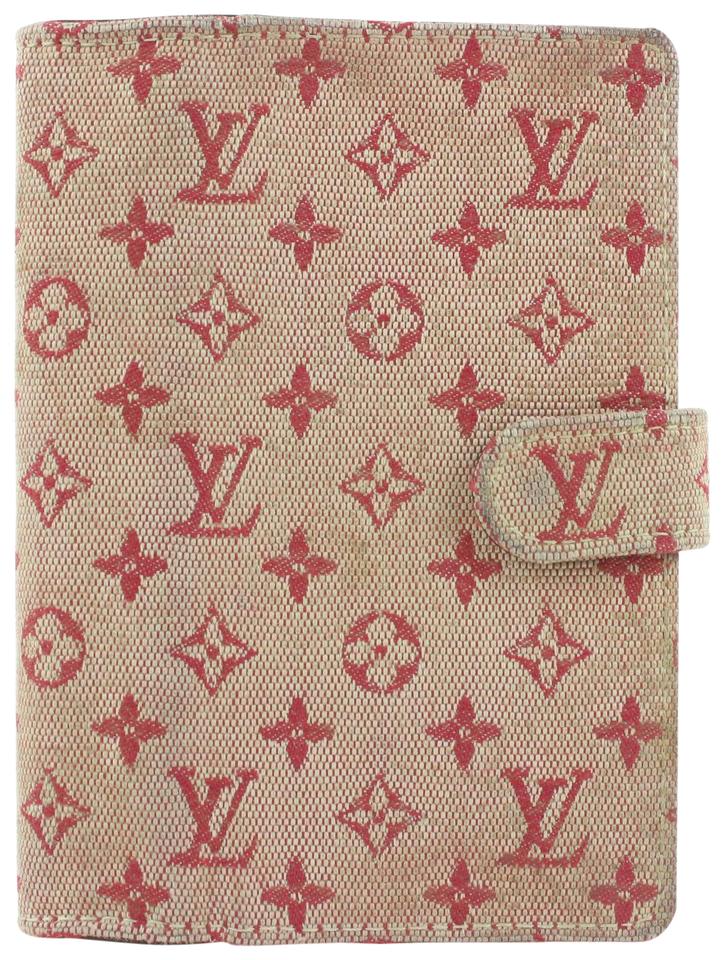 Louis Vuitton Pink Monogram Mini Lin Small Ring Agenda PM Diary Cover 545lvs611