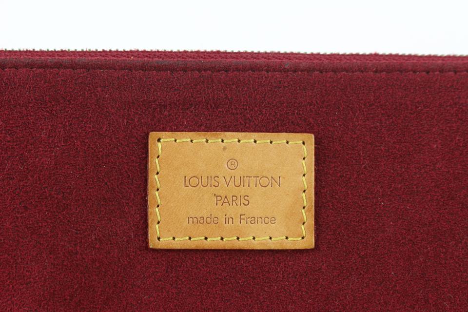 Louis Vuitton Burgundy Alcantara Suede Accessories Pouch Pochette Wristlet 927lv24