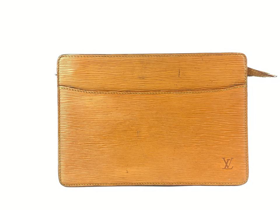 LOUIS VUITTON Pochette Homme Epi Leather Brown Clutch Bag LP5318