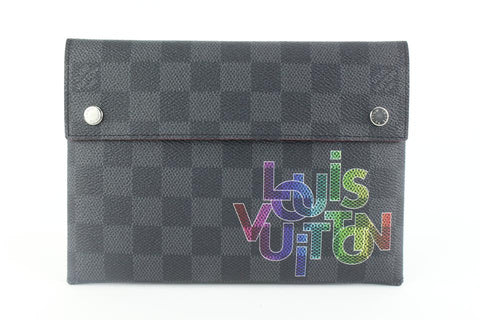 Louis Vuitton Medium Damier Graphite Pochette Alpha MM Envelope Pouch Clutch 1231lv9