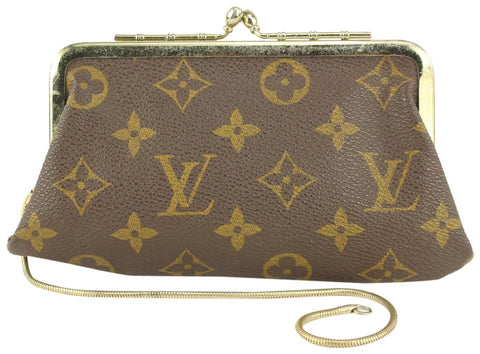 Louis Vuitton Monogram French Twist Pouch with Chain Kisslock Pochette 1028lv11