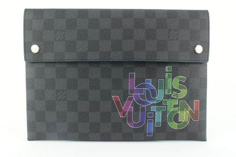 Louis Vuitton Virgil Abloh Damier Graphite Pochette Alpha GM Envelope Pouch 1230lv7