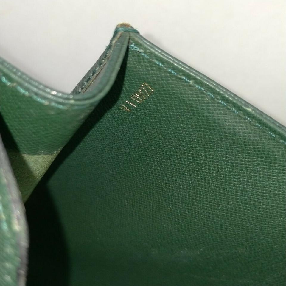Louis Vuitton Dark Green Leather Luggage Tag and Handle Fastener