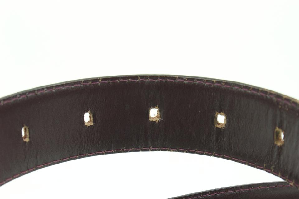 Authentic Louis Vuitton Taiga Leather Belt Ceinture Classic 34inches Brown  J4348