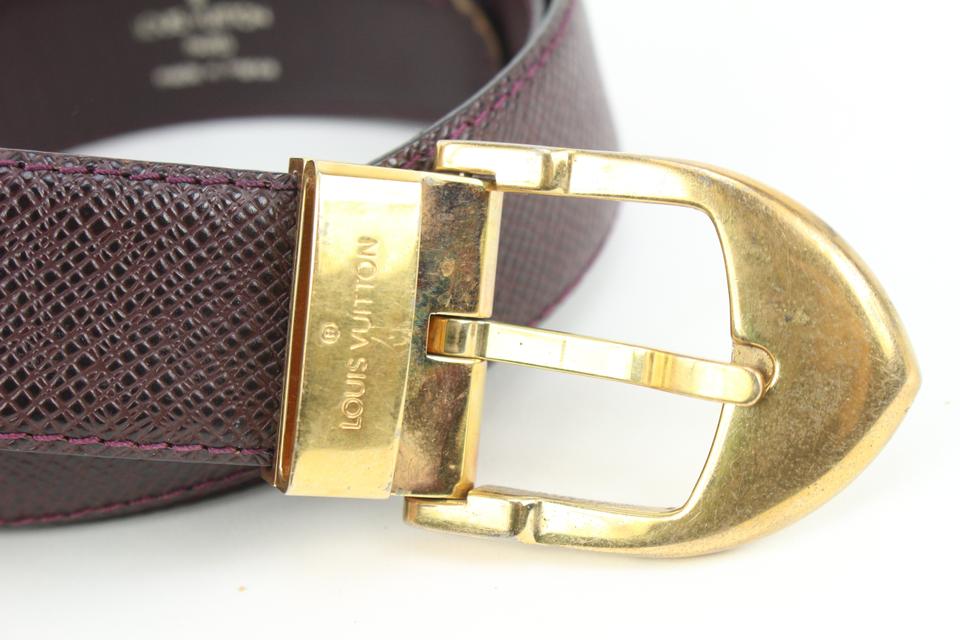 Louis Vuitton Sun Tulle Classic Belt Taiga Leather Brown Series 110/44 0729  Gy18