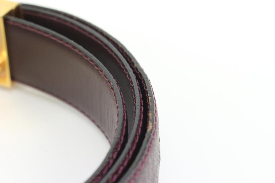 Louis Vuitton Sun Tulle Classic Belt Taiga Leather Brown Series 110/44 0729  Gy18