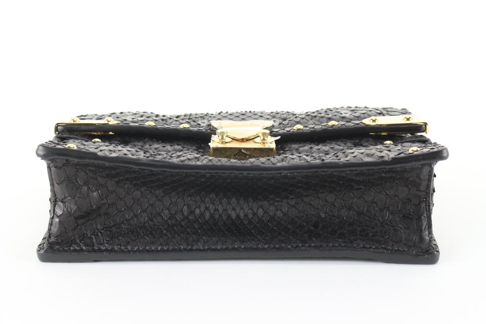 Louis Vuitton Black PythonTrunk Chain Wallet 15lz810s