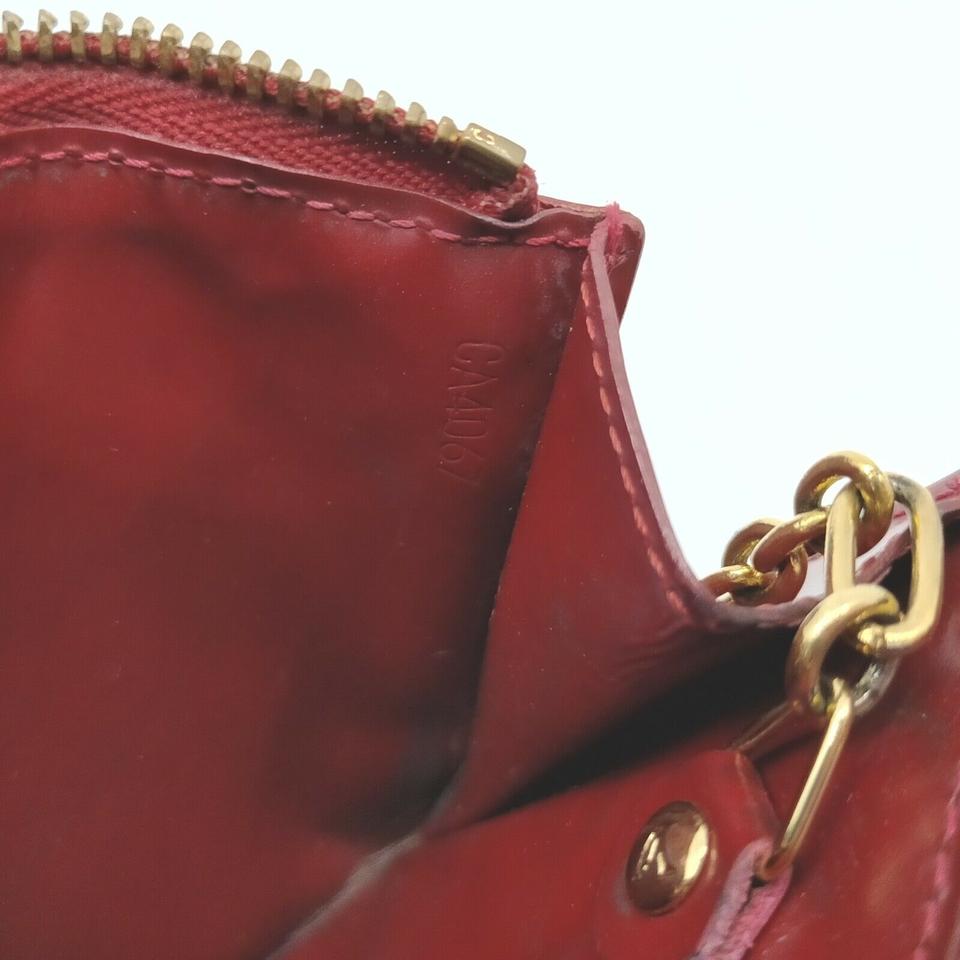 Louis Vuitton Red Monogram Vernis Pochette Cles Key Pouch Keychain Case  861605