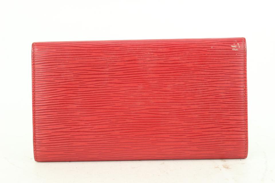 Louis Vuitton Red EPI Leather Porte Tresor Trifold Long Wallet 721lvs622