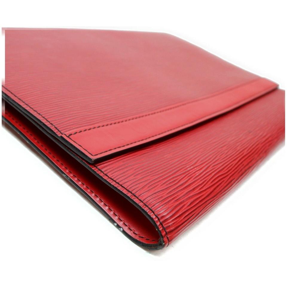 Louis Vuitton Pochette Business Flap Clutch Envelope Red Epi