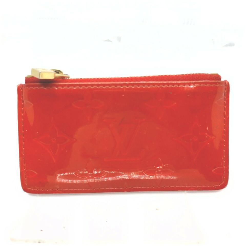 Louis Vuitton Red Monogram Vernis Key Pochette Cles Keychain 862080