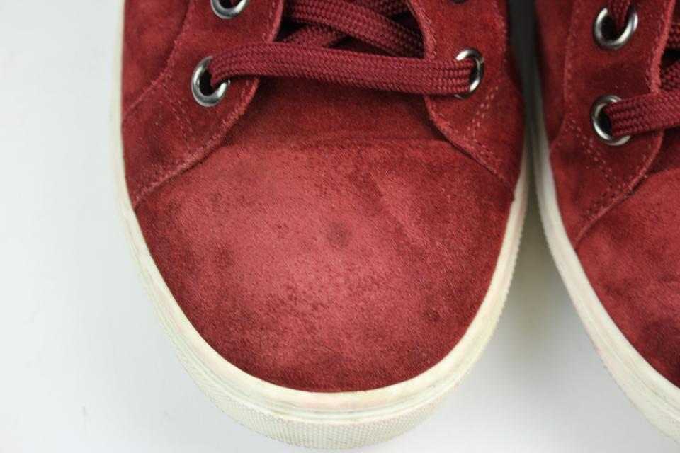 LOUIS VUITTON Calfskin Suede Postmark Wedge Sneakers 38 Rouge 181921