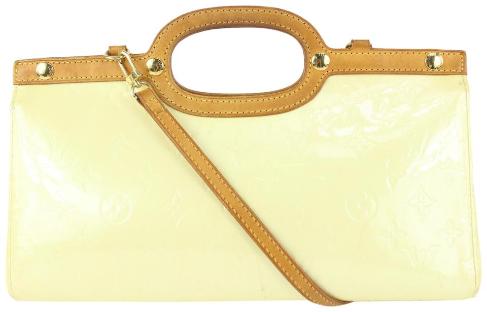 Authentic Louis Vuitton Vernis Houston Shoulder Hand Bag Perle M91342 LV0002