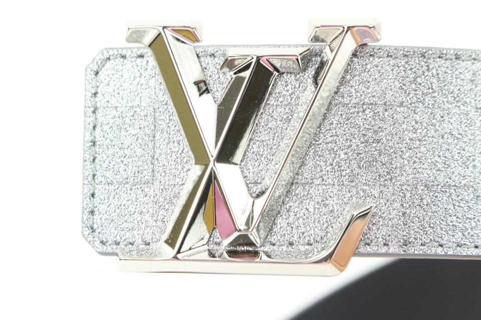 Designer Authentic Shiny Silver Belt LOUIS VUITTON Paris Made in