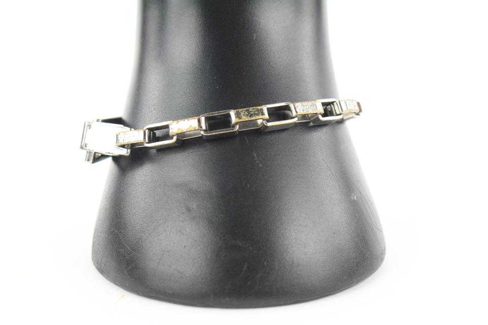 Louis Vuitton Silver Tone Shadow V Open Cuff Bracelet Louis