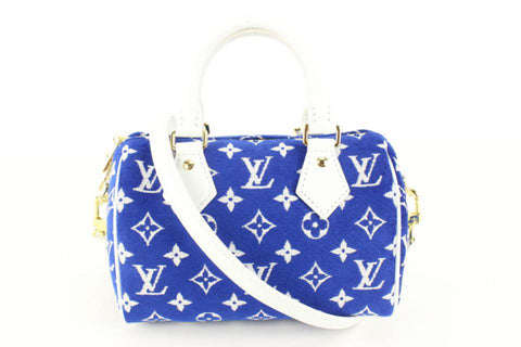 Louis Vuitton Blue Monogram Velvet Match Neverfull mm Tote Bag 14lz517s