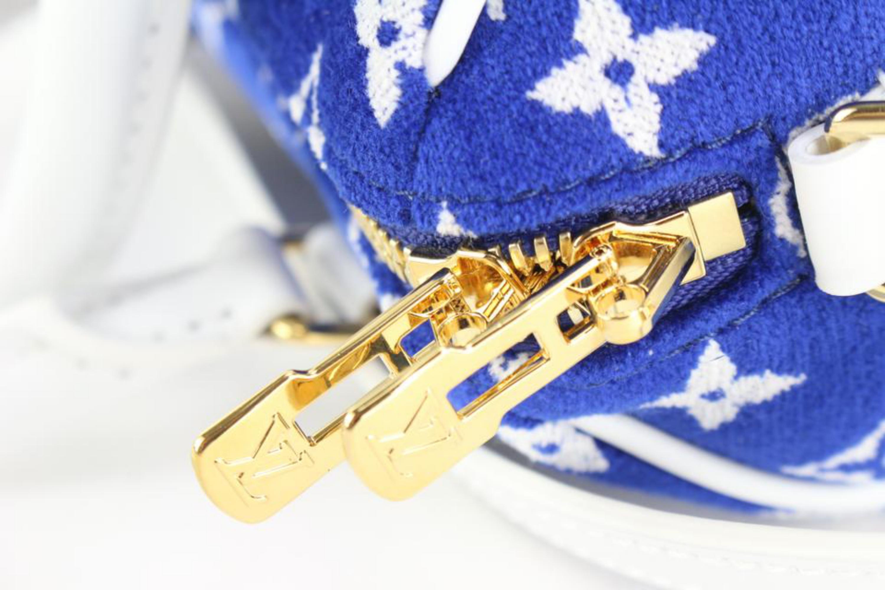 Louis Vuitton Speedy Bandouliere Bag LV Match Monogram Jacquard Velvet 20  Blue