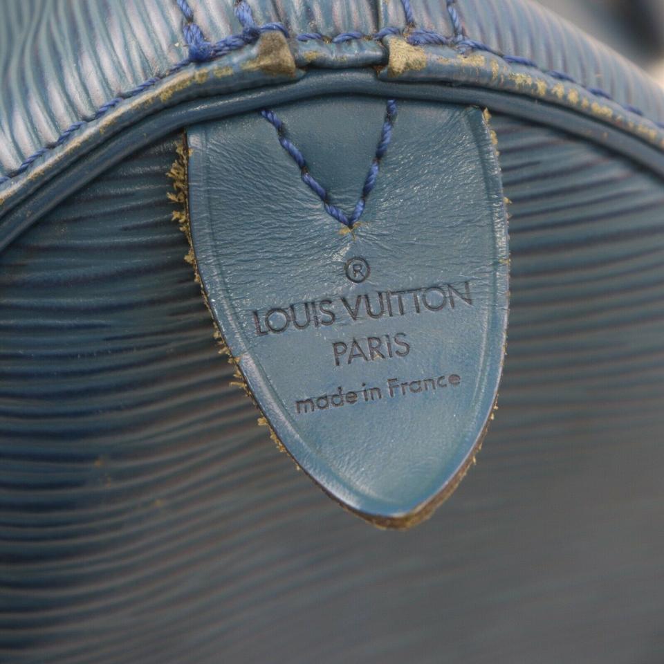Louis Vuitton Blue Epi Leather Speedy 35 Boston Bag ref.540466 - Joli Closet