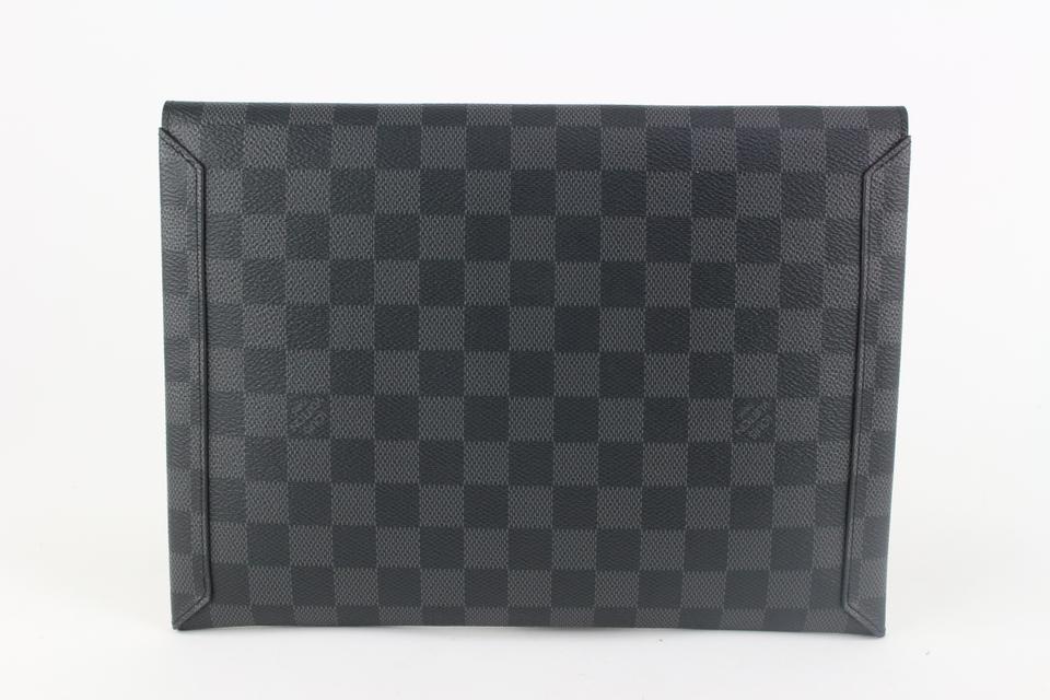 LOUIS VUITTON Alpha Damier Graphite Canvas Pouch Clutch Bag Black