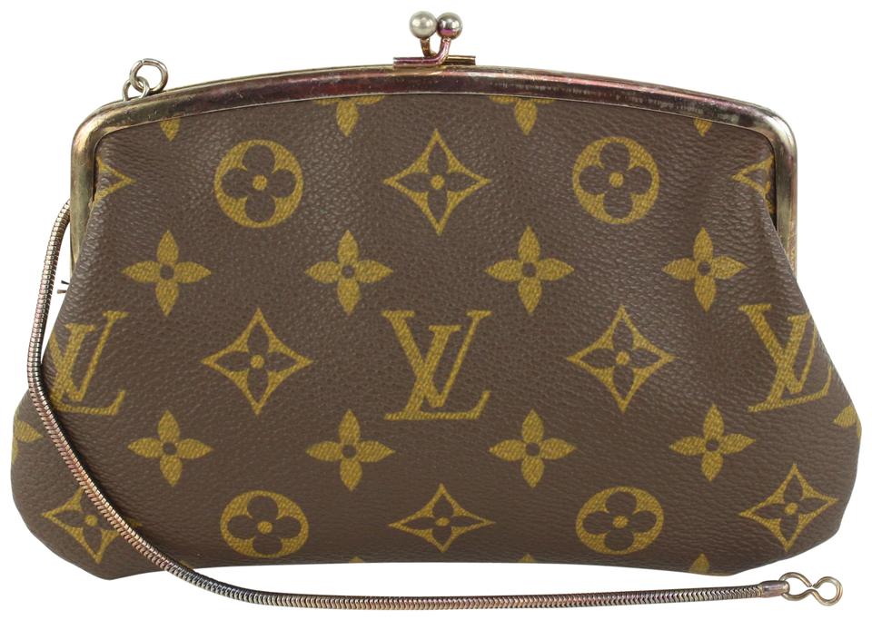 Louis Vuitton Monogram French Twist Purse Kisslock Pouch on Chain 101lv18