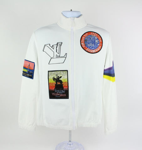 Louis Vuitton White (Runway) Virgil Ablow Patch Ss19 Sleeve Zip Up 14lz1023 Jacket