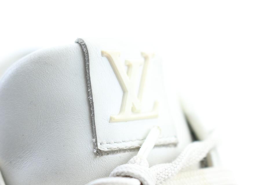 LOUIS VUITTON Zigzag line Leather Sneakers Shoes 7.5 White