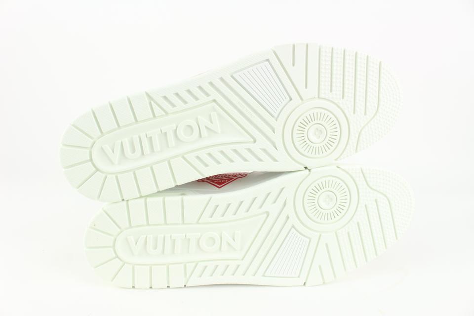 Louis Vuitton x Nigo White & Red-Heart 'LV Trainer' Sneakers