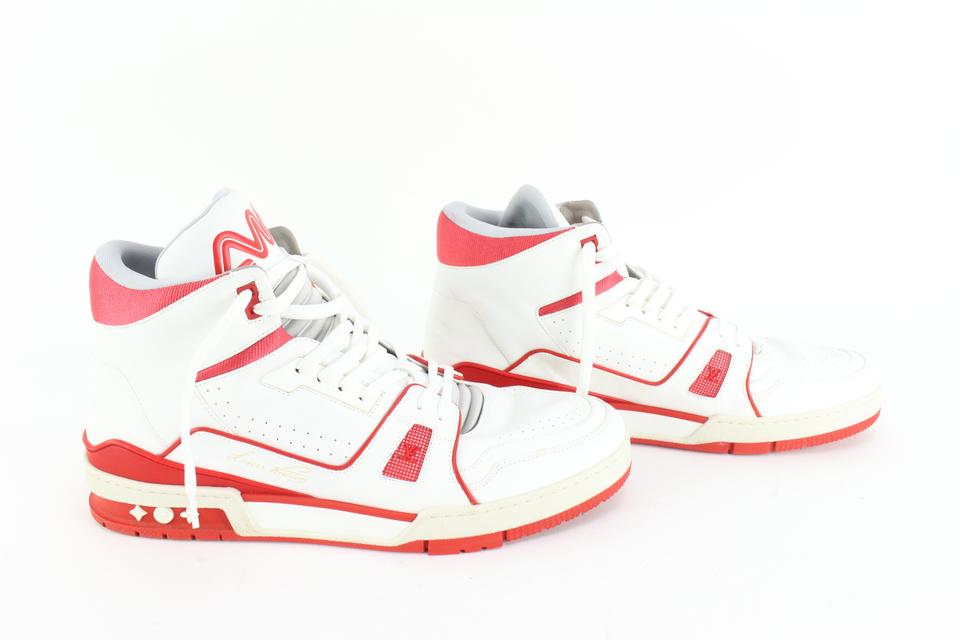 Louis Vuitton Men's 12 US Virgil Abloh White x Red High Top Trainer Sn –  Bagriculture
