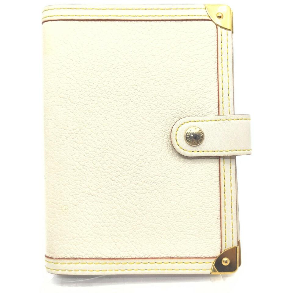 Louis Vuitton White Suhali Leather Small Ring Agenda PM Diary Cover 863193