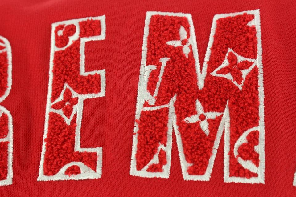 Louis Vuitton x Supreme LV x Supreme New Men's Large Red Monogram Arc Logo Crewneck 1210lv23