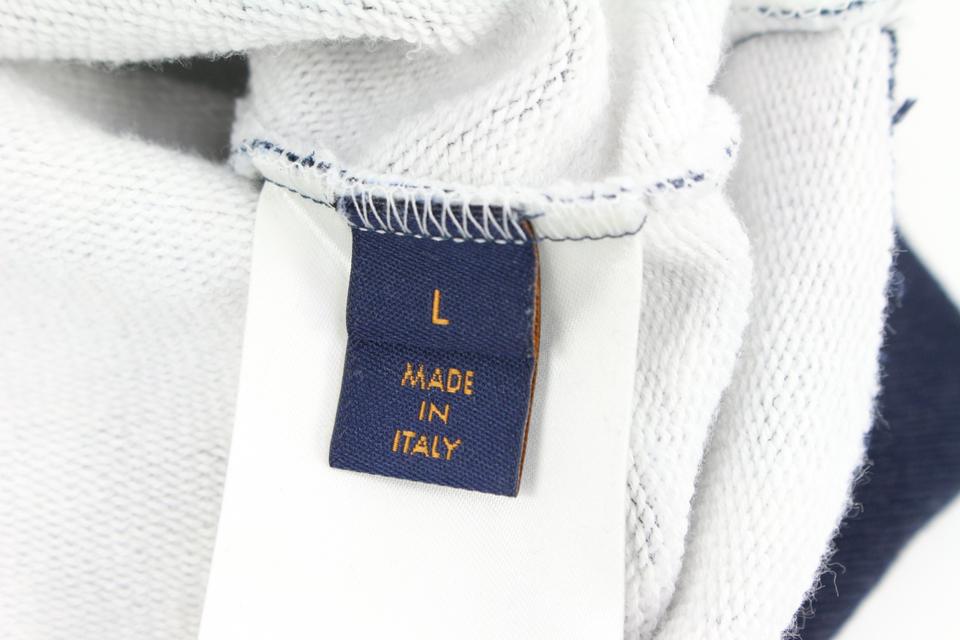 Louis Vuitton Off White/Blue Paneled Leaf Print Cotton Half Sleeve