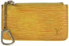 Auth Louis Vuitton UNISEX Yellow Epi Leather Bag Key Wallet Holder Chain-$800