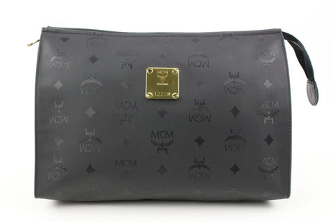 Mcm Black Monogram Visetos Logo Lion Liz Tote with Tassel Bag Charm 63m628