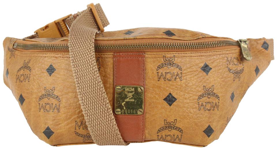 MCM Cognac Monogram Visetos Belt Bag Fanny Pack Waist Pouch