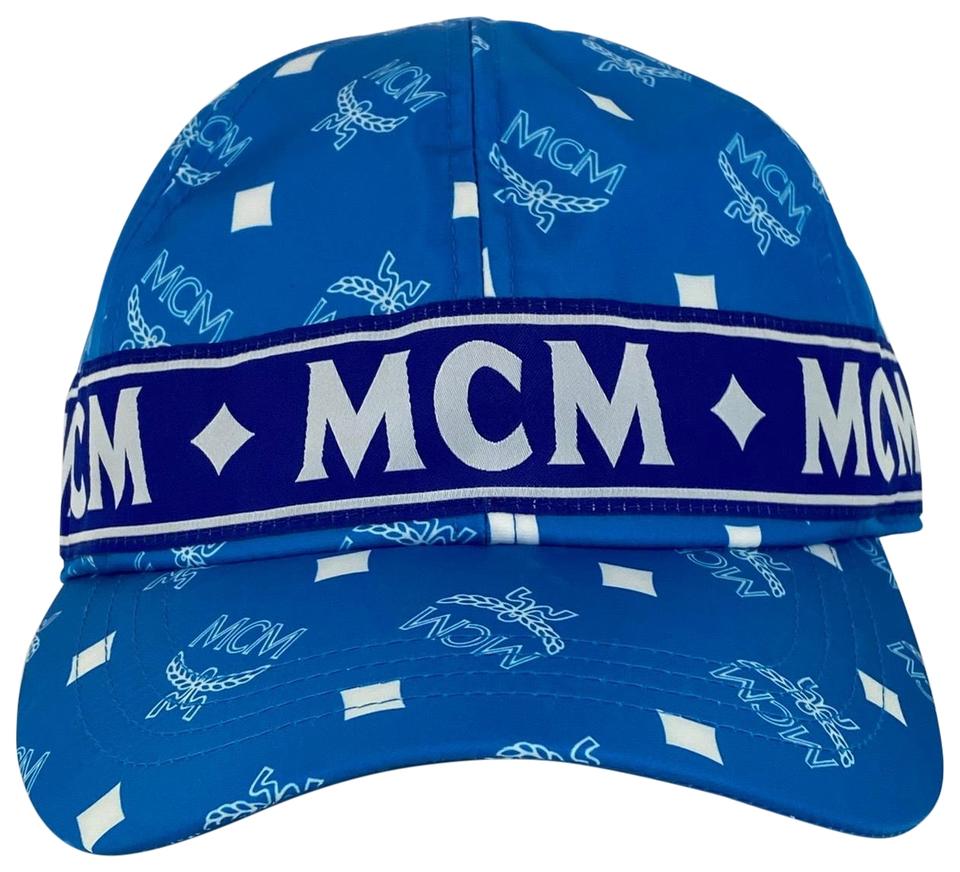 Mcm Men's Denim Visetos Baseball Cap Blue