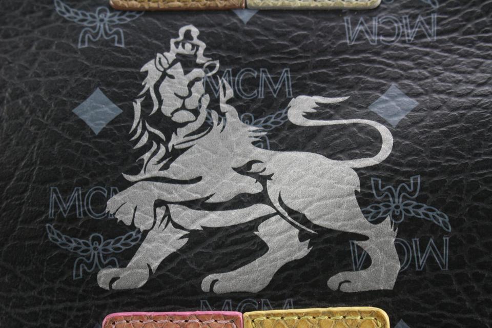 Mcm Black Monogram Visetos Logo Lion Liz Tote with Tassel Bag Charm 63m628