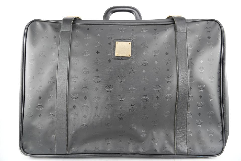 MCM Black Monogram Visetos Suitcase Luggage 402mcm226