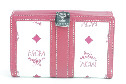 MCM 5MK0121 Pink White Monogram Visetos Wallet