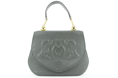 Mila Schon Grey Leather Top Handle Chain Flap Bag 673mil318