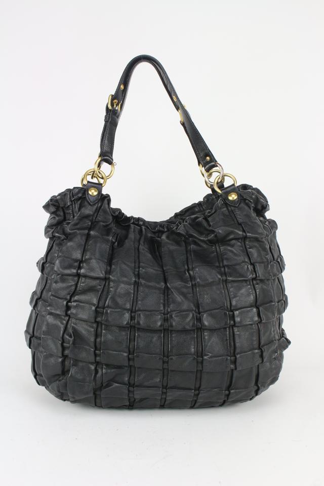 Miu Miu Black Leather Quilted Ruffle Hobo Bag 44miu722 – Bagriculture