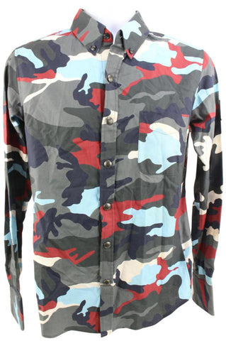 Moncler Gamme Bleu Small US Multicolor Camouflage Longsleeve Button Down  24mo712s
