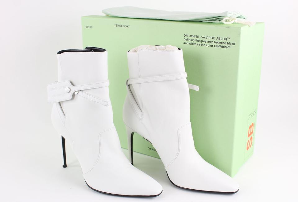 Off-White™ SZ 41 White Leather Zip Tie Pointed Toe Bootie