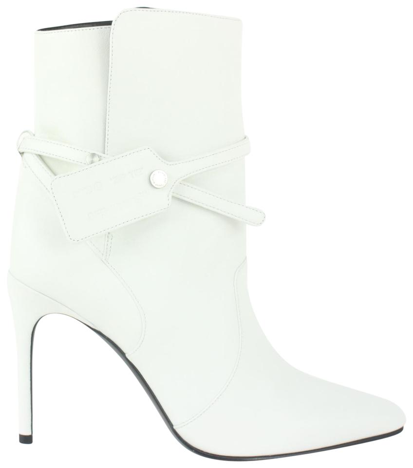 Off-White™ Size 39 White Leather Ziptie Bootie 106of15