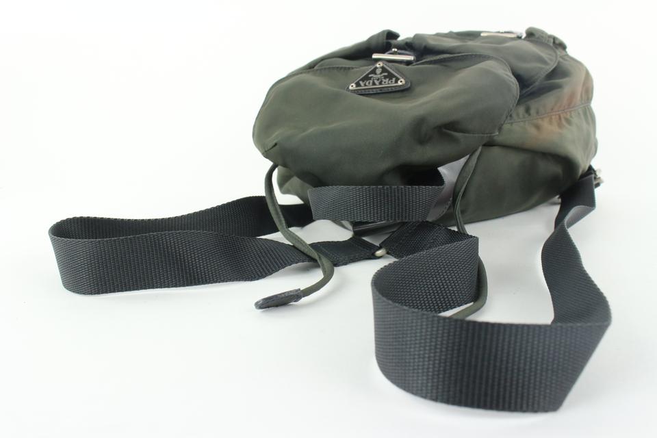 Prada Dark Green Tessuto Nylon Twin Pocket Backpack 885pr413