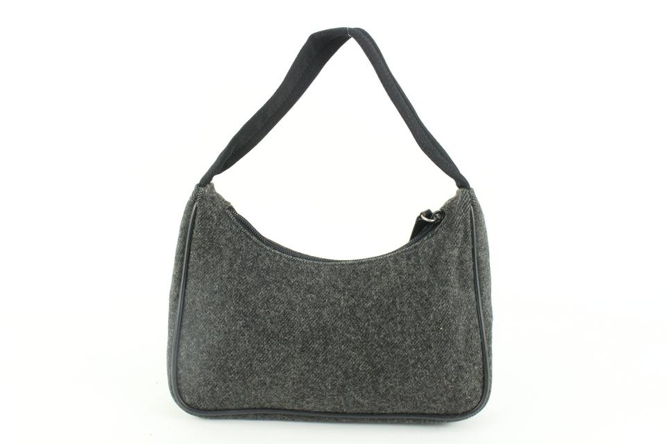 Prada Charcoal Grey Wool Mini Hobo Shoulder Bag 13p36 – Bagriculture
