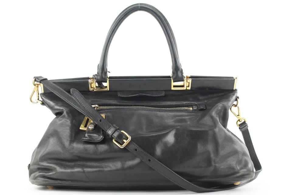 Prada black hotsell leather shoulder bag