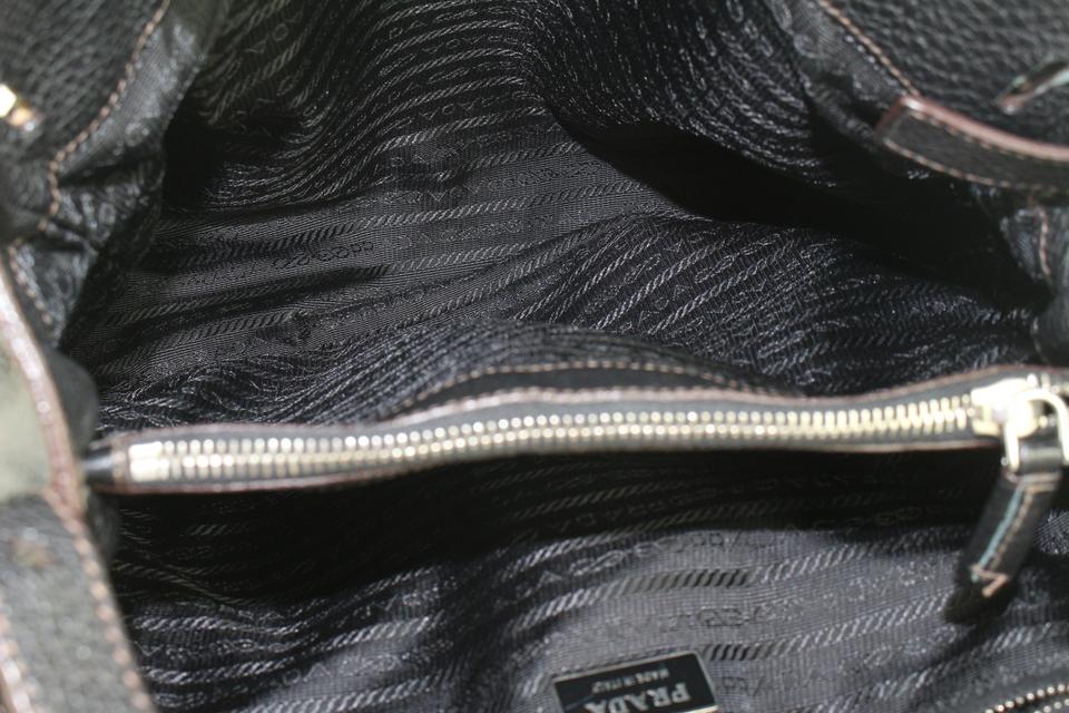 Prada Leather Belt Buckle Tote Bag