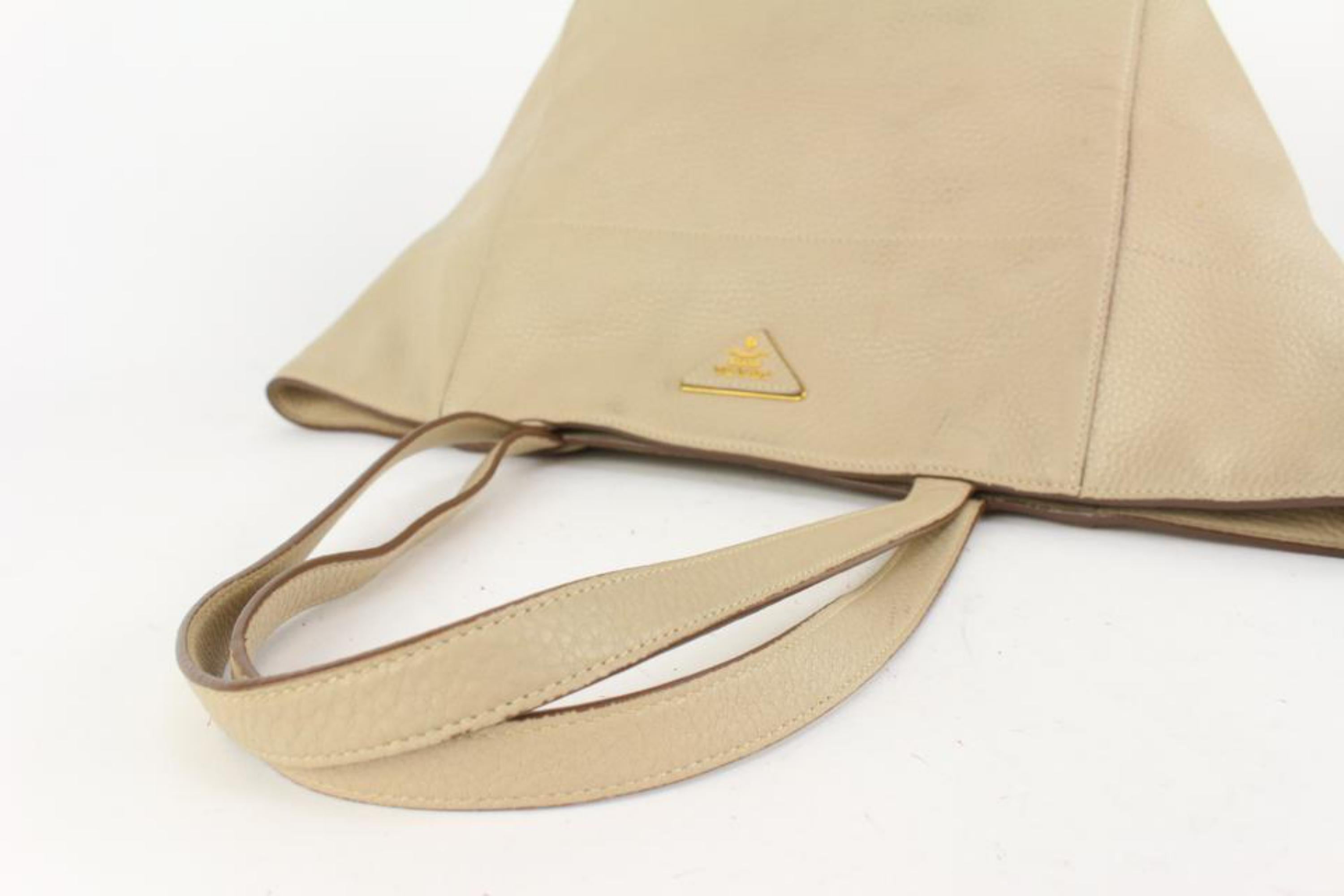 Prada - Nude Leather Bucket Bag With Shoulder Strap