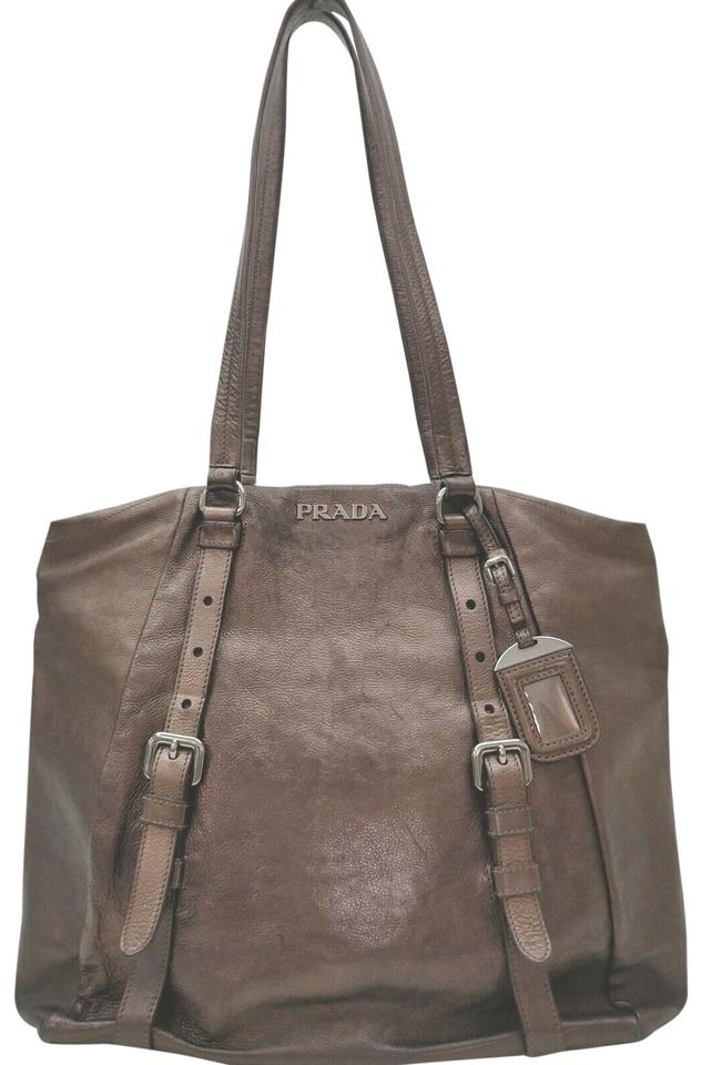 Prada Brown Leather Shopper Tote Bag 863019